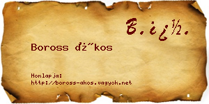 Boross Ákos névjegykártya